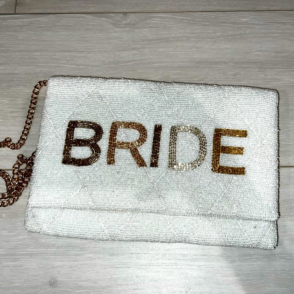 Sequined Bride White Clutch